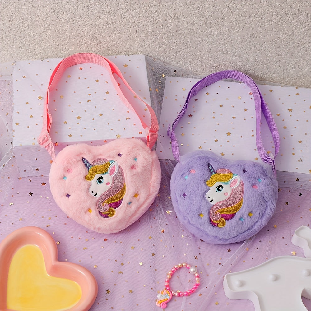 Unicorn Heart Plush Crossbody Bag