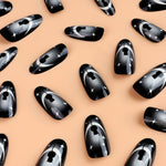 Load image into Gallery viewer, Glossy Black French Tip Press-On Nails
