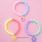 Load image into Gallery viewer, 3pcs Cute Sun Flower Pendant Color Block Beaded Bracelet Set for Girls
